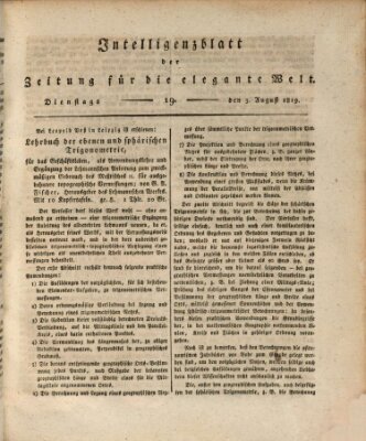 Zeitung für die elegante Welt Dienstag 3. August 1819