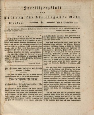 Zeitung für die elegante Welt Dienstag 7. Dezember 1819