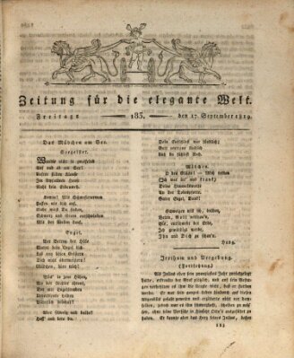 Zeitung für die elegante Welt Freitag 17. September 1819