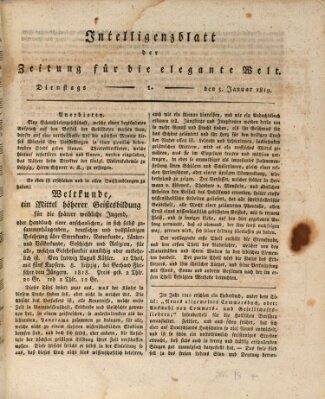 Zeitung für die elegante Welt Dienstag 5. Januar 1819