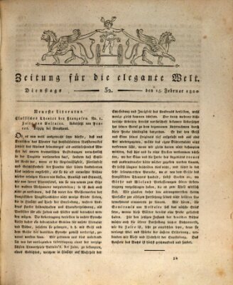 Zeitung für die elegante Welt Dienstag 15. Februar 1820