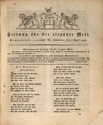 Zeitung für die elegante Welt Samstag 1. April 1820