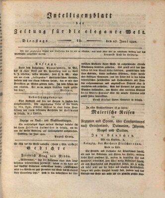 Zeitung für die elegante Welt Dienstag 27. Juni 1820