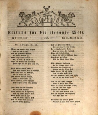 Zeitung für die elegante Welt Dienstag 22. August 1820