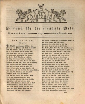 Zeitung für die elegante Welt Donnerstag 9. November 1820