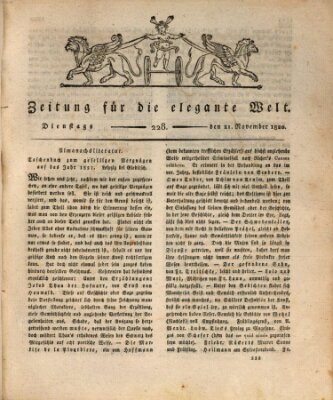 Zeitung für die elegante Welt Dienstag 21. November 1820