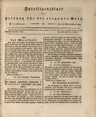 Zeitung für die elegante Welt Dienstag 26. September 1820