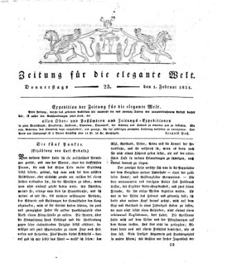 Zeitung für die elegante Welt Donnerstag 1. Februar 1821