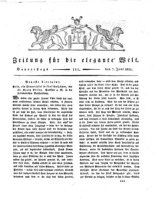 Zeitung für die elegante Welt Donnerstag 7. Juni 1821