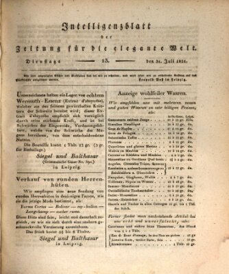 Zeitung für die elegante Welt Dienstag 31. Juli 1821