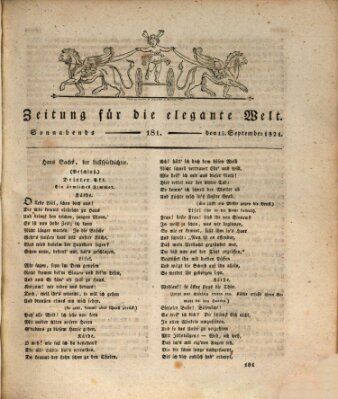 Zeitung für die elegante Welt Samstag 15. September 1821