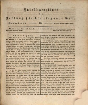 Zeitung für die elegante Welt Samstag 15. September 1821