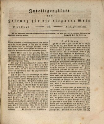 Zeitung für die elegante Welt Dienstag 2. Oktober 1821