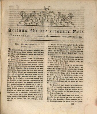 Zeitung für die elegante Welt Donnerstag 4. Oktober 1821