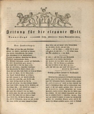 Zeitung für die elegante Welt Donnerstag 8. November 1821