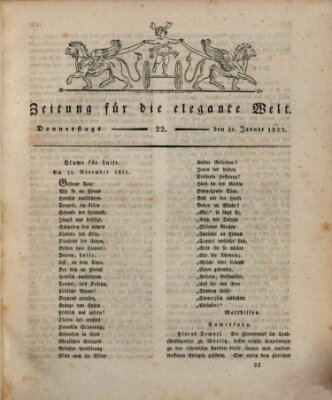 Zeitung für die elegante Welt Donnerstag 31. Januar 1822