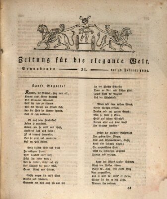 Zeitung für die elegante Welt Samstag 16. Februar 1822