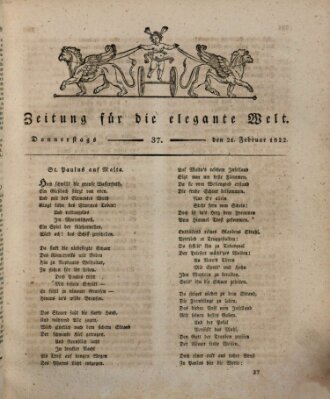 Zeitung für die elegante Welt Donnerstag 21. Februar 1822