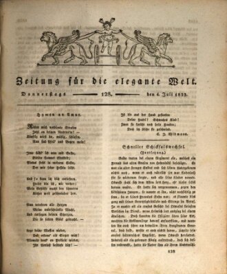 Zeitung für die elegante Welt Donnerstag 4. Juli 1822