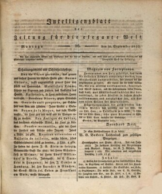 Zeitung für die elegante Welt Montag 30. September 1822