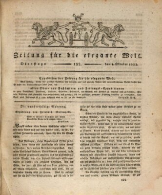 Zeitung für die elegante Welt Dienstag 1. Oktober 1822