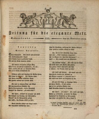 Zeitung für die elegante Welt Samstag 30. November 1822