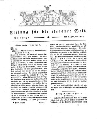 Zeitung für die elegante Welt Dienstag 7. Januar 1823