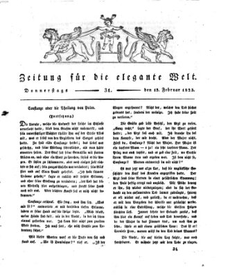 Zeitung für die elegante Welt Donnerstag 13. Februar 1823