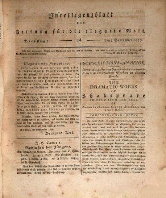 Zeitung für die elegante Welt Dienstag 9. September 1823