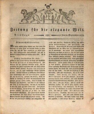 Zeitung für die elegante Welt Dienstag 30. September 1823