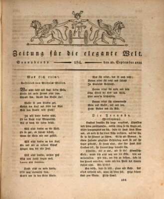 Zeitung für die elegante Welt Samstag 18. September 1824