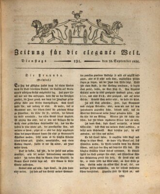 Zeitung für die elegante Welt Dienstag 28. September 1824