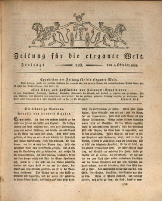 Zeitung für die elegante Welt Freitag 1. Oktober 1824