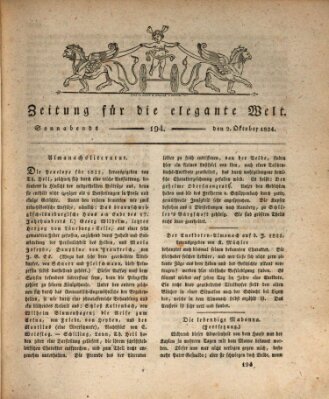 Zeitung für die elegante Welt Samstag 2. Oktober 1824