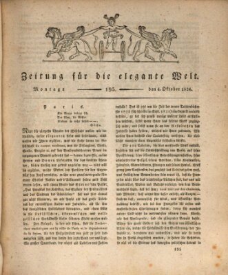 Zeitung für die elegante Welt Montag 4. Oktober 1824