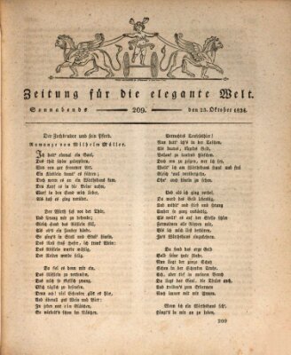 Zeitung für die elegante Welt Samstag 23. Oktober 1824