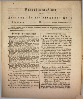 Zeitung für die elegante Welt Dienstag 16. November 1824