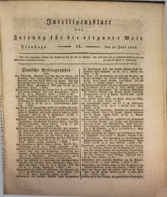 Zeitung für die elegante Welt Dienstag 14. Juni 1825