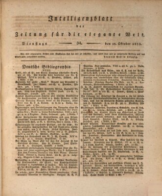 Zeitung für die elegante Welt Dienstag 18. Oktober 1825