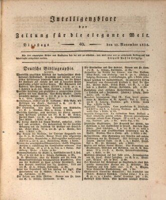 Zeitung für die elegante Welt Dienstag 22. November 1825