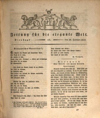 Zeitung für die elegante Welt Dienstag 24. Januar 1826