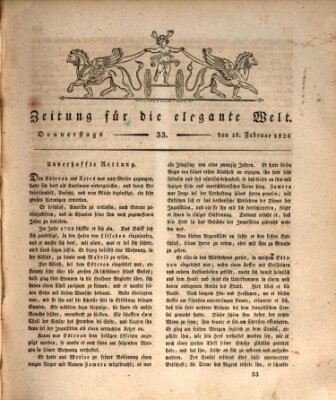 Zeitung für die elegante Welt Donnerstag 16. Februar 1826