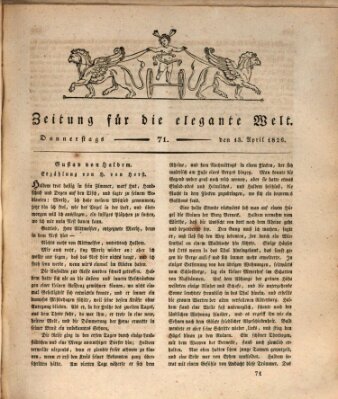 Zeitung für die elegante Welt Donnerstag 13. April 1826