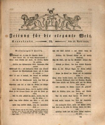 Zeitung für die elegante Welt Samstag 22. April 1826