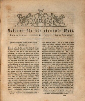 Zeitung für die elegante Welt Samstag 10. Juni 1826