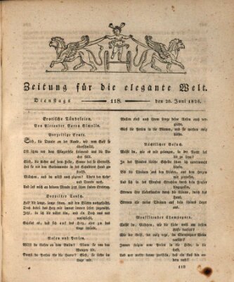 Zeitung für die elegante Welt Dienstag 20. Juni 1826