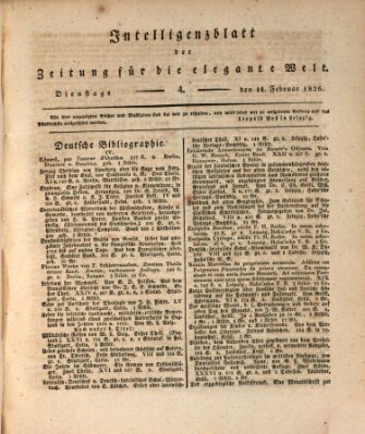 Zeitung für die elegante Welt Dienstag 14. Februar 1826