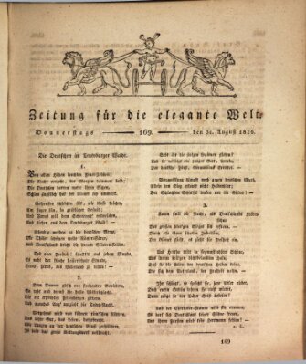 Zeitung für die elegante Welt Donnerstag 31. August 1826