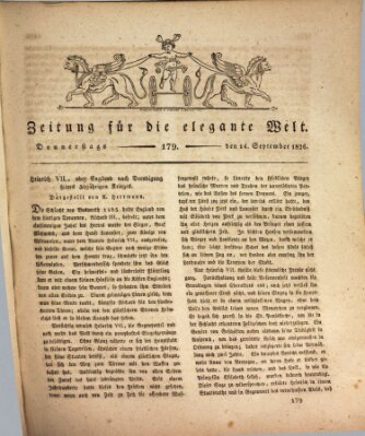 Zeitung für die elegante Welt Donnerstag 14. September 1826