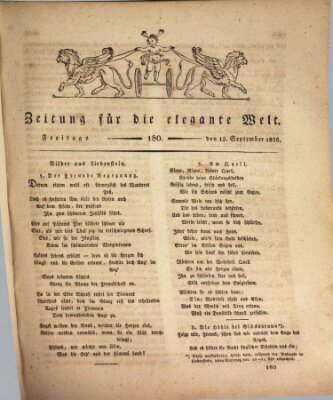 Zeitung für die elegante Welt Freitag 15. September 1826